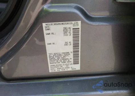 2019 Nissan Altima 2.5 Sl z USA, uszkodzony, nr VIN 1N4BL4EVXKC220216